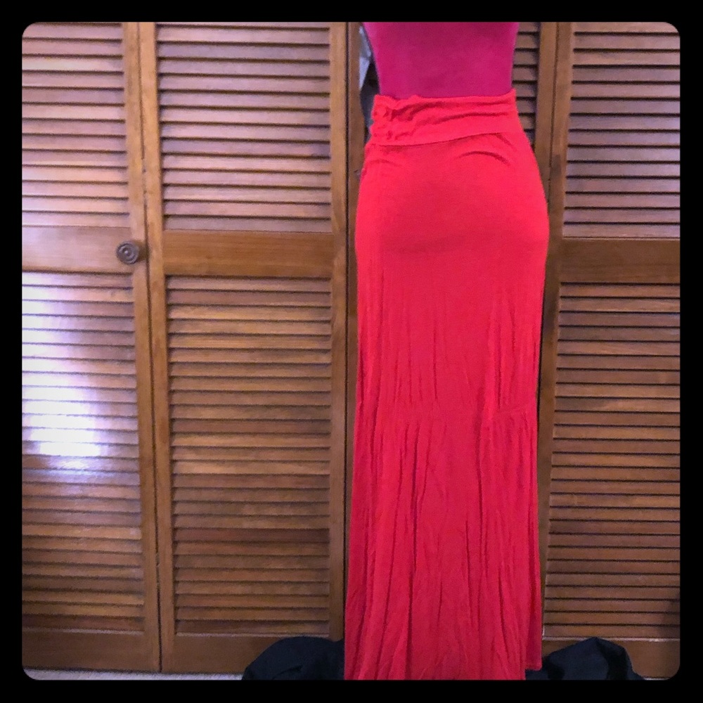 Red jersey maxi dress